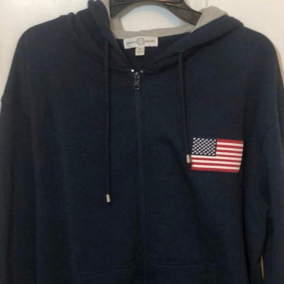 The Bradford Exchange Zip Up Hoodie Med Sweatshirt Flag Bald Eagle USA Skater - Picture 3 of 8